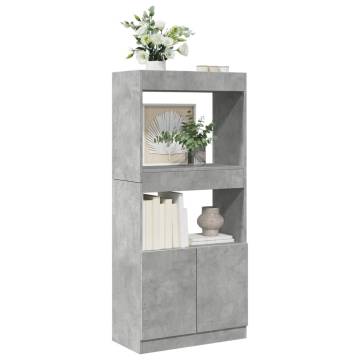  Highboard Concrete Grey 63x33x140 cm Engineered Wood