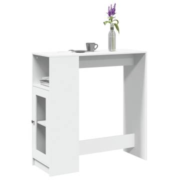  Bar Table with Racks White 101x40x103.5 cm Engineered Wood