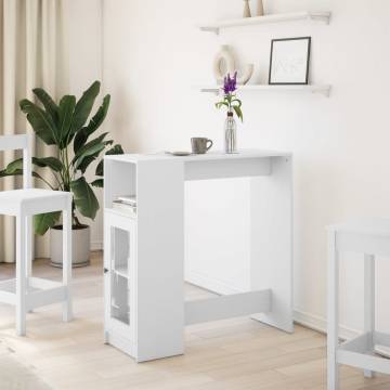  Bar Table with Racks White 101x40x103.5 cm Engineered Wood