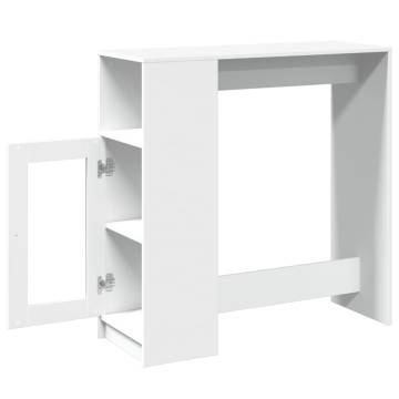  Bar Table with Racks White 101x40x103.5 cm Engineered Wood