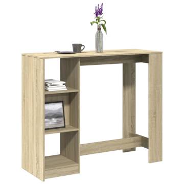  Bar Table with Shelf Sonoma Oak 124x46x103.5 cm Engineered Wood