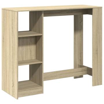  Bar Table with Shelf Sonoma Oak 124x46x103.5 cm Engineered Wood