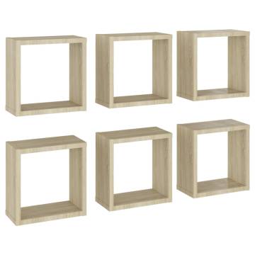  Wall Cube Shelves 6 pcs Sonoma Oak 30x15x30 cm