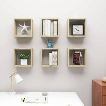  Wall Cube Shelves 6 pcs Sonoma Oak 30x15x30 cm