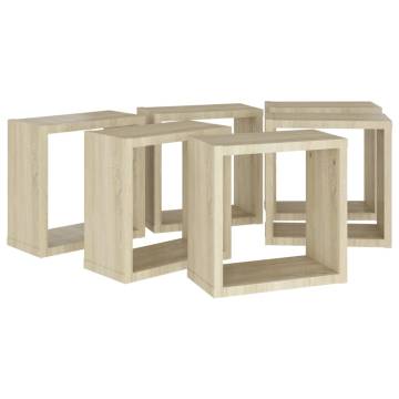  Wall Cube Shelves 6 pcs Sonoma Oak 30x15x30 cm