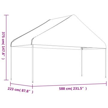 Gazebo with Roof White 4.46x5.88x3.75 m Polyethylene