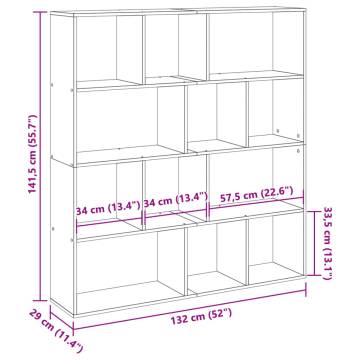  Book Cabinet Grey Sonoma 132x29x141.5 cm Engineered Wood