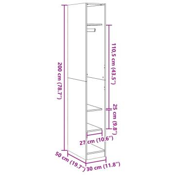  Wardrobe Old Wood 30x50x200 cm Engineered Wood