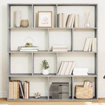  Book Cabinet Concrete Grey 132x29x141.5 cm Engineered Wood