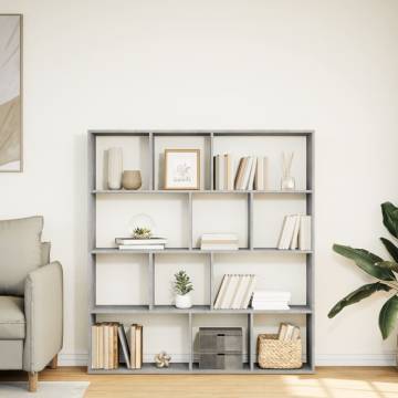  Book Cabinet Concrete Grey 132x29x141.5 cm Engineered Wood