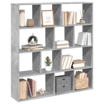  Book Cabinet Concrete Grey 132x29x141.5 cm Engineered Wood