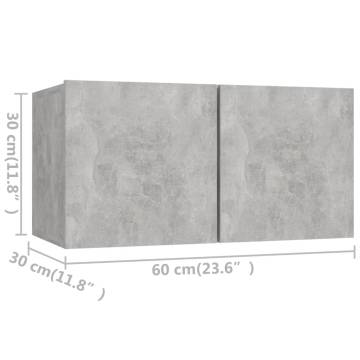 TV Cabinets 4 pcs Concrete Grey 60x30x30 cm Engineered Wood