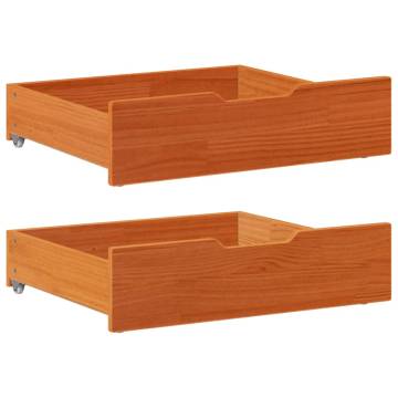  Under-Bed Drawers 2 pcs Wax Brown 75x55x16 cm Solid Wood Pine