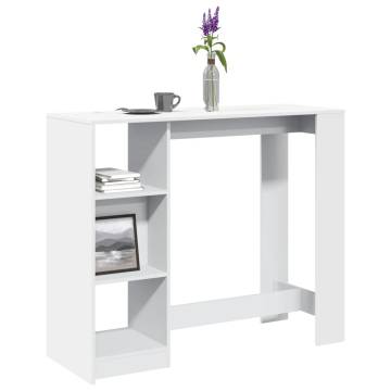  Bar Table with Shelf White 124x46x103.5 cm Engineered Wood