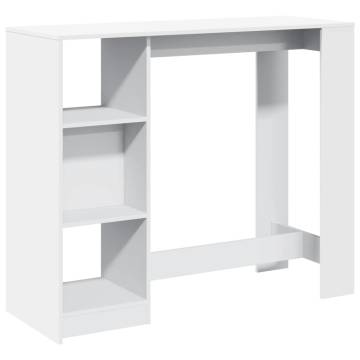  Bar Table with Shelf White 124x46x103.5 cm Engineered Wood