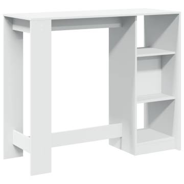  Bar Table with Shelf White 124x46x103.5 cm Engineered Wood