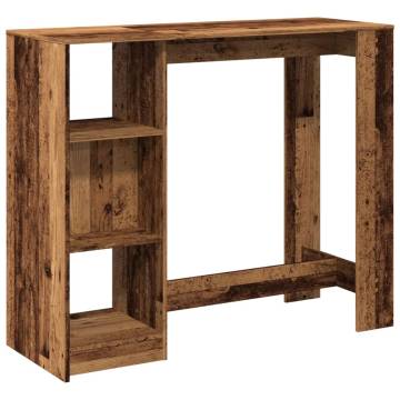  Bar Table with Shelf Old Wood 124x46x103.5 cm Engineered Wood