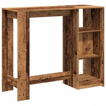  Bar Table with Shelf Old Wood 124x46x103.5 cm Engineered Wood