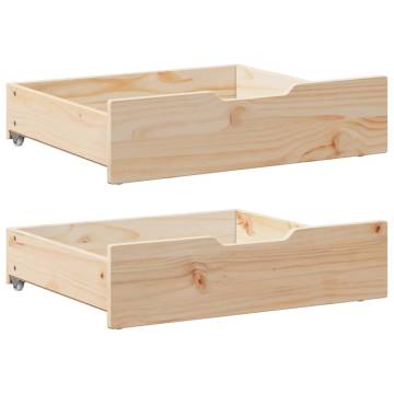  Under-Bed Drawers with Wheels 2 pcs 65x55x16 cm Solid Wood Pine