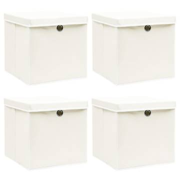 Storage Boxes with Lids 4 pcs White 32x32x32 cm Fabric