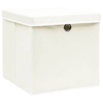 Storage Boxes with Lids 4 pcs White 32x32x32 cm Fabric