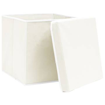 Storage Boxes with Lids 4 pcs White 32x32x32 cm Fabric