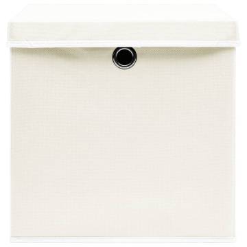 Storage Boxes with Lids 4 pcs White 32x32x32 cm Fabric