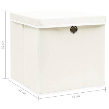 Storage Boxes with Lids 4 pcs White 32x32x32 cm Fabric