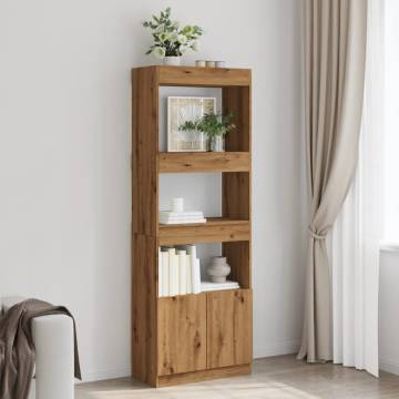  Highboard Artisian Oak 63x33x180 cm Engineered Wood