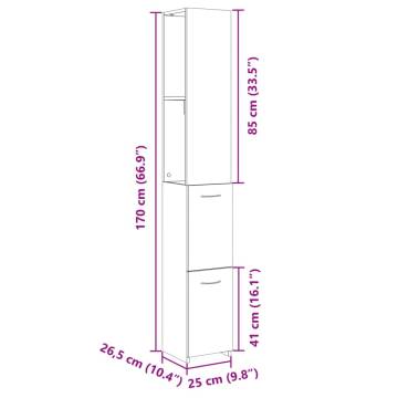  Bathroom Cabinet Sonoma Oak 25x26.5x170 cm Engineered Wood