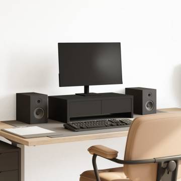  Monitor Stand with Drawers Black 50x27x15 cm Engineered Wood