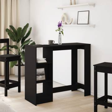  Bar Table with Racks Black 101x40x103.5 cm Engineered Wood