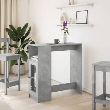  Bar Table with Racks Concrete Grey 101x40x103.5 cm Engineered Wood