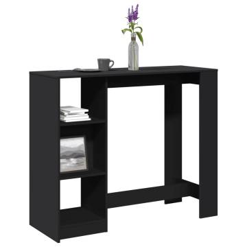  Bar Table with Shelf Black 124x46x103.5 cm Engineered Wood