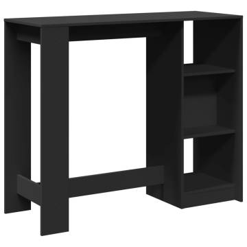  Bar Table with Shelf Black 124x46x103.5 cm Engineered Wood