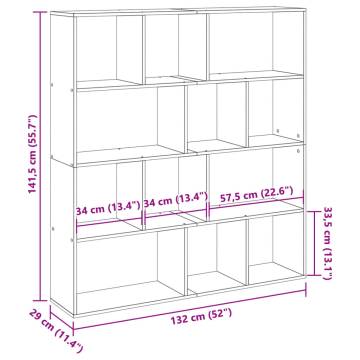  Book Cabinet White 132x29x141.5 cm Engineered Wood