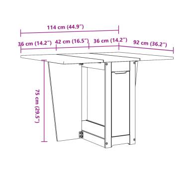  Butterfly Dining Table Foldable Corona White Solid Wood Pine