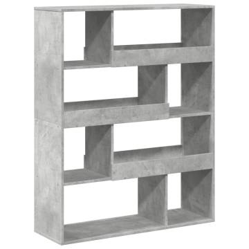  Bookcase Concrete Grey 100x33x125.5 cm Engineered Wood