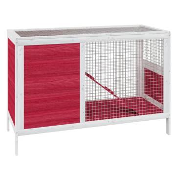 Rabbit Hutch Red 103x44x69.5 cm Solid Wood Pine