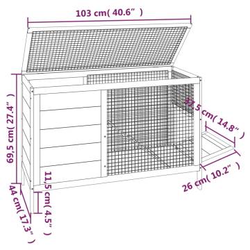 Rabbit Hutch Red 103x44x69.5 cm Solid Wood Pine