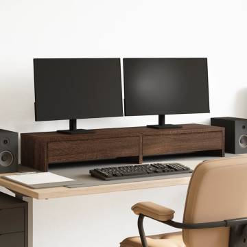  Monitor Stand with Drawers Brown Oak 100x27x15 cm Engineered Wood