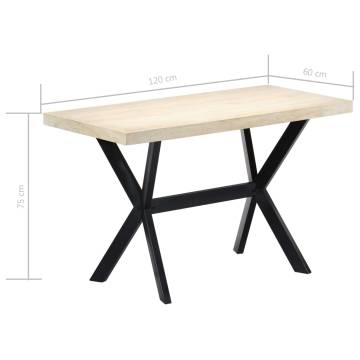  Dining Table White 120x60x75 cm Solid Mango Wood