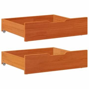  Under-Bed Drawers 2 pcs Wax Brown 65x55x16 cm Solid Wood Pine