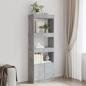  Highboard Concrete Grey 63x33x180 cm Engineered Wood