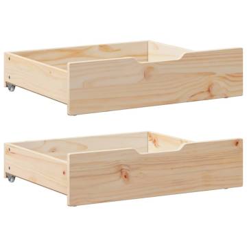  Under-Bed Drawers with Wheels 2 pcs 75x55x16 cm Solid Wood Pine