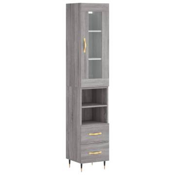 Highboard Grey Sonoma 34.5x34x180 cm Engineered Wood