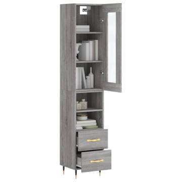 Highboard Grey Sonoma 34.5x34x180 cm Engineered Wood