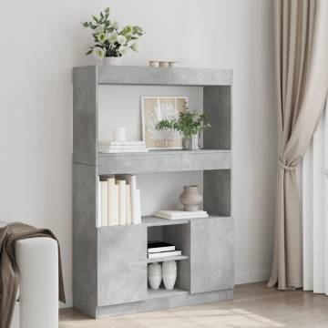  Highboard Concrete Grey 92x33x140 cm Engineered Wood