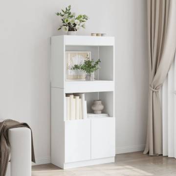  Highboard White 63x33x140 cm Engineered Wood