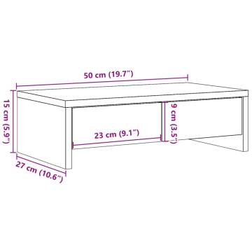  Monitor Stand with Drawers Brown Oak 50x27x15 cm Engineered Wood